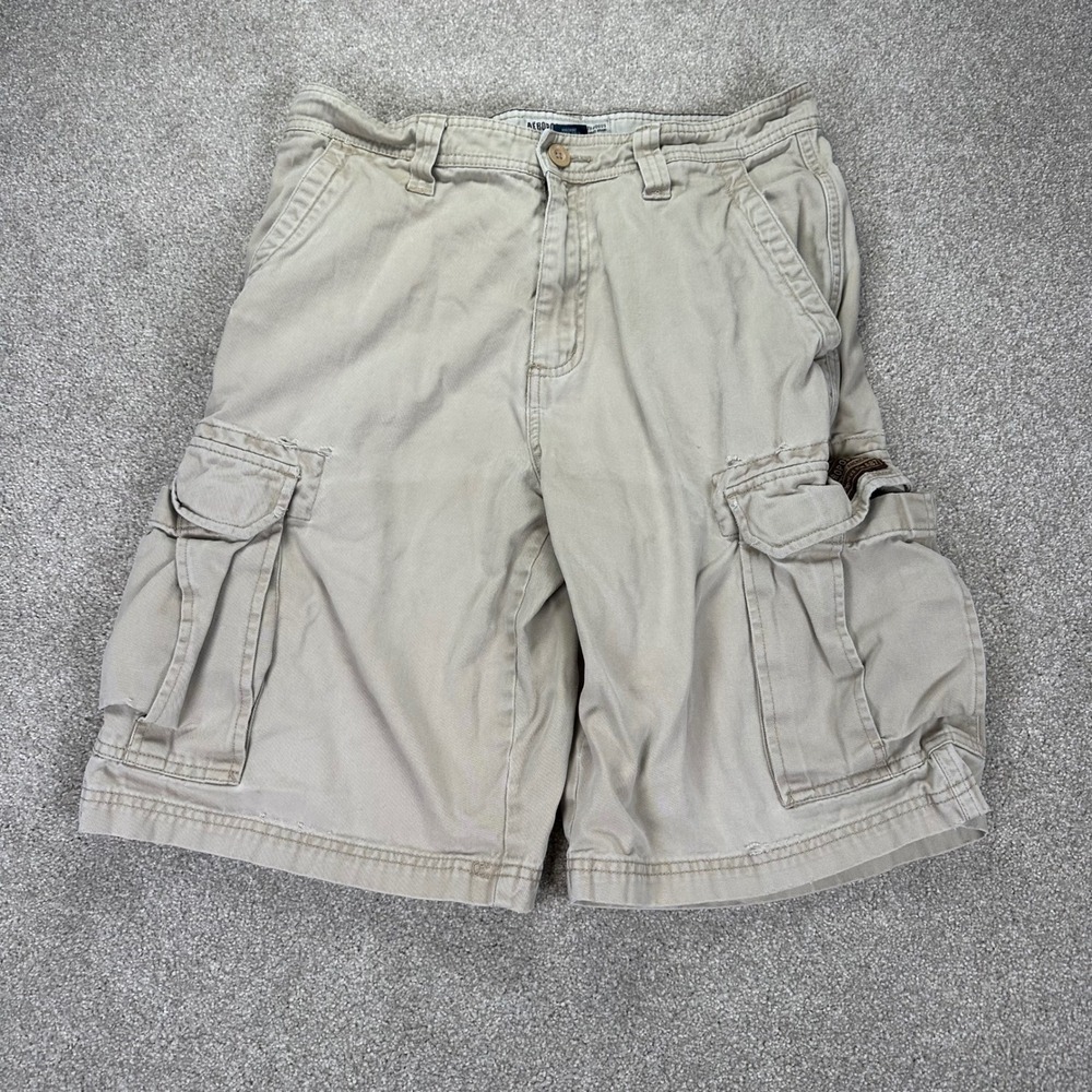 Aeropostale Mens‎ 29 Cargo Shorts Tan Khaki Cotton Multi Pocket Utility Gorpcore